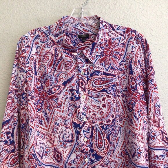Talbots Print Shirt Top Women's Size 1XP Button Up Blouse Long Sleeve Paisley - Picture 8 of 10